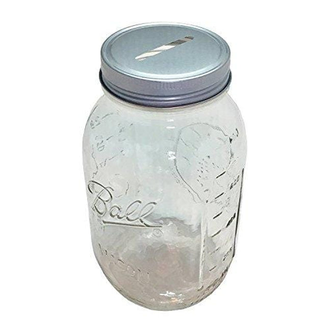 1 Mason Jar with 1-piece Slotted Bank Jar Lid Regular Mouth Quart 32oz Piggy Bank for All Ages (1)