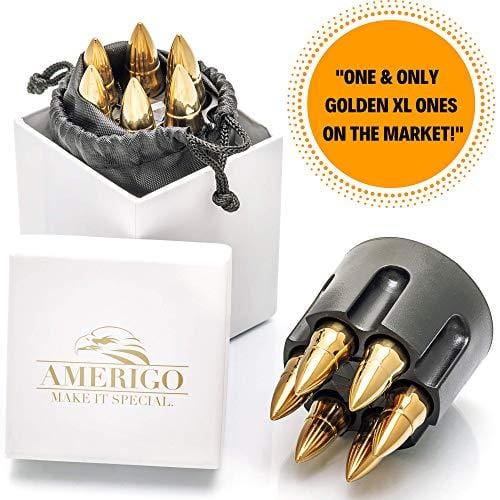 Whiskey Stone Bullets Gift Set in a Wooden Army Crate Gold