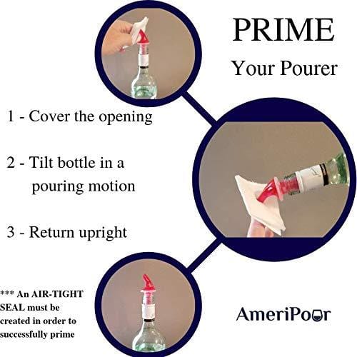AmeriPour Speed Pour Spouts For Liquor Bottles - Locking Lid, Made In USA, Fits Regular Cork Bottles