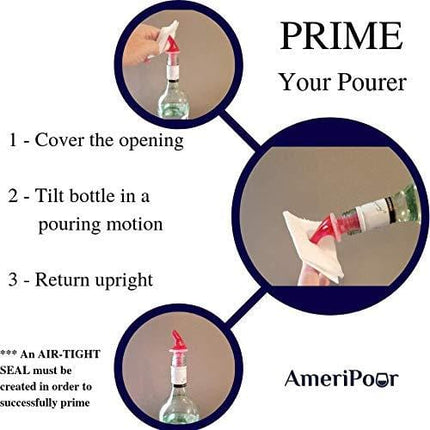 AmeriPour - Measured Pourer - Liquor Bottle Pourers - Collared -(3pk) Made 100% In The USA. Bar Spouts That Don't Leak - No Cracks, Just A Perfect Cocktail Pour Everytime. Great for Wine Too! (1.25oz)