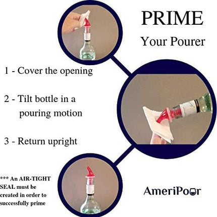 AmeriPour - Measured Pourer - Liquor Bottle Pourers - Collared - (3pk) Made 100% In The USA. Bar Spouts That Don't Leak - No Cracks, Just A Perfect Cocktail Pour Everytime. Great for Wine Too! (1.5oz)