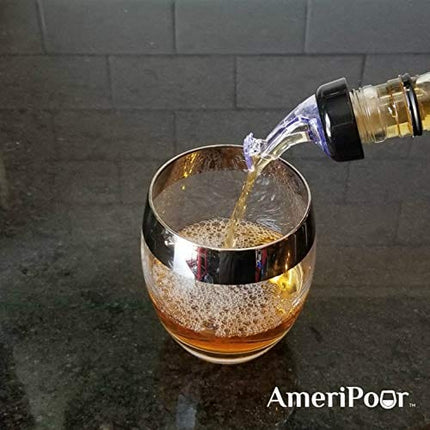 AmeriPour - Measured Pourer - Liquor Bottle Pourers - Collared - (3pk) Made 100% In USA. Bar Spouts That Don't Leak - No Cracks. A Perfect Pour Everytime. Great For Wine! (Clear, 1oz (30ml) - 3 Pack)