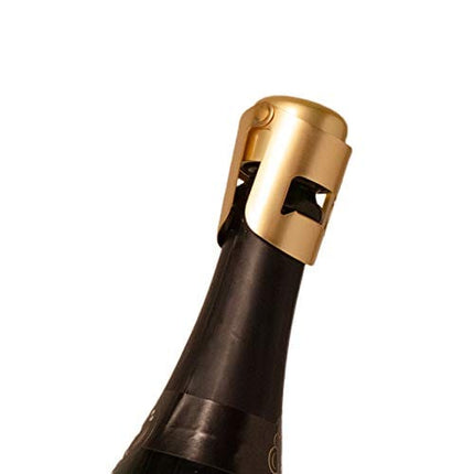 Gold Champagne Stopper, Designed in France, Bottle Sealer for Cava, Prosecco, Sparkling Wine, Gold Plated, No Sharp Edge, Simple Design, No Leaks, No Spills, Fizz Saver, Passed 13 lbs Pressure Test
