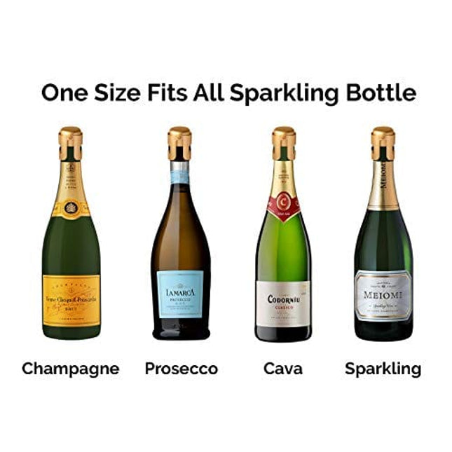 Gold Champagne Stopper, Designed in France, Bottle Sealer for Cava, Prosecco, Sparkling Wine, Gold Plated, No Sharp Edge, Simple Design, No Leaks, No Spills, Fizz Saver, Passed 13 lbs Pressure Test