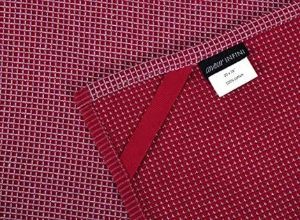 AMOUR INFINI Classic Kitchen Towels | 2 Stripe + 2 Waffle | 28 x 20 Inch, Over Sized | Multi-use Dish Towels |100% Ring Spun Premium Cotton | Highly Absorbent | Red