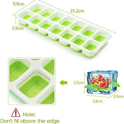 Ice Cube Trays 3 Pack, Silicone Easy-Release and Flexible 14-Ice Trays with Spill-Resistant Removable Lid, BPA Free, Durable and Dishwasher Safe