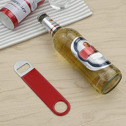 Anbers Rubber Coated Stainless Steel Flat Beer Bottle Opener, Bar Keys Set of 6