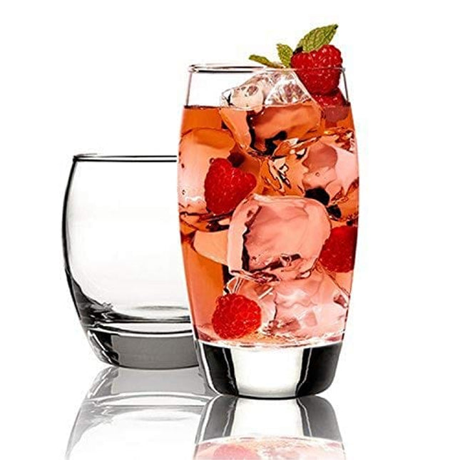 Anchor Hocking Reality Small and Large Drinking Glasses, 16-Piece Set, Crystal clear -