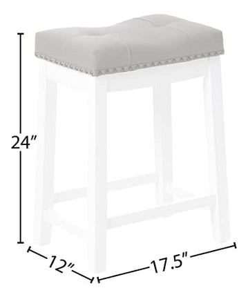 Angel Line Cambridge bar stools, 24" Set of 2, White with Gray Cushion