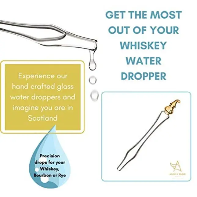 Angels' Share Glass Glass Whiskey Water Dropper with a Pot Still Top, Hand Made in Scotland - Glass Whisky Water Pipette for Scotch, Whiskey, Bourbon and Rye - Whiskey Gift, Whiskey Bar Accessories