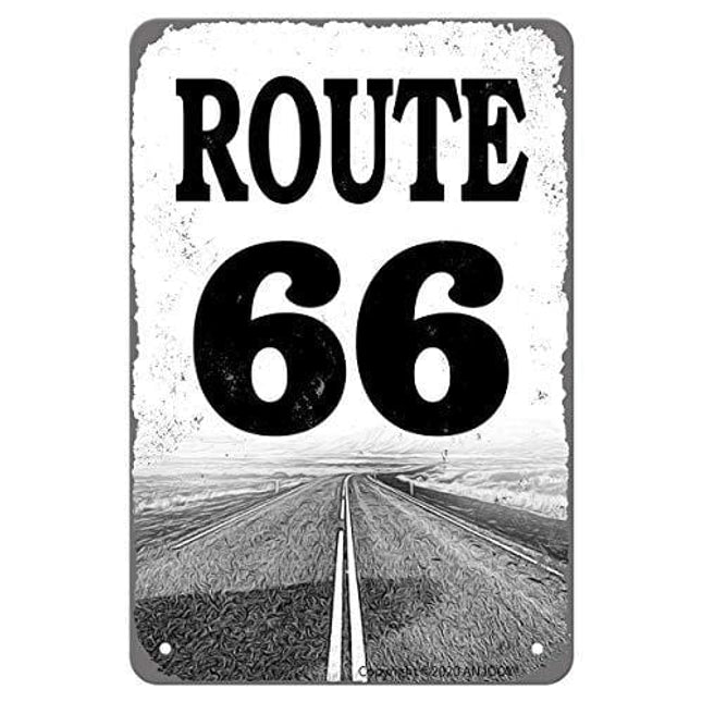 ANJOOY Metal Tin Signs Vintage - Route 66 - High Way Road Signs for Garage Man Cave Bar Home Wall Decoration 8"x12"
