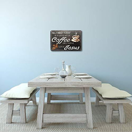 ANJOOY Tin Sign - All I Need Today is Coffee - Vintage Style Cafe Home Iron Mesh Fence Farm Supermarket Bar Pub Garage Hotel Diner Mall Forest Garden Door Wall Decor Art - 8"x12" (Need Coffee)
