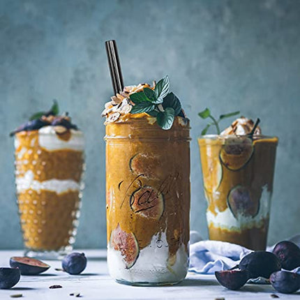 Mason Jar with Lid and Straw, 24oz Wide Mouth Mason Jar Drinking Glasses Tumbler, Black Silicone Sleeve Bamboo Lid, Reusable Boba Cups Travel Bottle for Iced Coffee Large Pearl Juices Cocktail