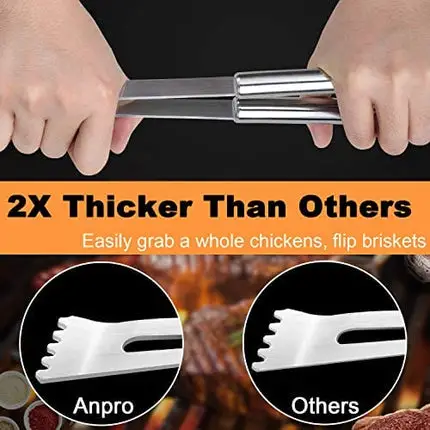 Anpro Grill Kit, Grill Set, Grilling Utensil Set, Grilling Accessories, BBQ Accessories, BBQ Kit, BBQ Grill Tools,Smoker, Camping, Kitchen, Stainless Steel, 21 Pcs,Grilling Gifts for Fathers Day