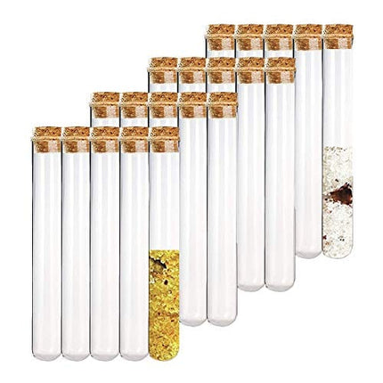 20PCS 40ml Glass Test Tubes with Cork Stoppers,20×180mm Round Bottom Test Tube for Scientific Tests,Candy,Bath Salt,Cultivated Plants