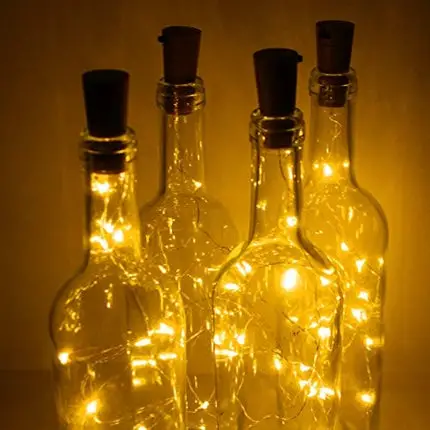 Wine Bottle Lights with Cork 20 LED Copper Wire String Lights, Pack of 6 Battery Operated Starry String Led Lights for Bottles DIY Christmas Wedding Party Decoration ( Warm White )