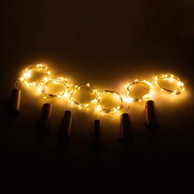 Wine Bottle Lights with Cork 20 LED Copper Wire String Lights, Pack of 6 Battery Operated Starry String Led Lights for Bottles DIY Christmas Wedding Party Decoration ( Warm White )