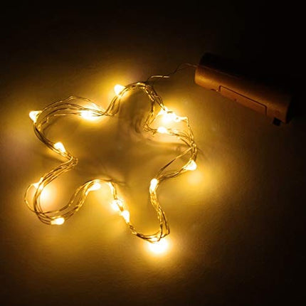 Wine Bottle Lights with Cork 20 LED Copper Wire String Lights, Pack of 6 Battery Operated Starry String Led Lights for Bottles DIY Christmas Wedding Party Decoration ( Warm White )
