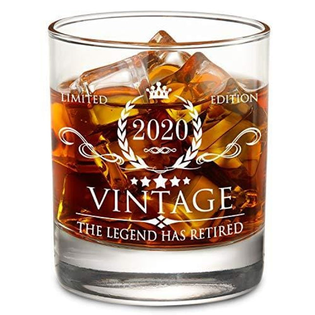 The Legend Has Retired 2020 - Limited Edition Retirement Gifts for Men Women – Happy Funny Retirement Gag Gifts Idea for Coworkers, Friends, Him/Her - 11 oz Bourbon Scotch Whiskey Glass