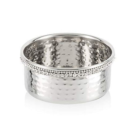 4-inch Hammered Stainless Steel Wine Coaster with Crystal Diamond Edge