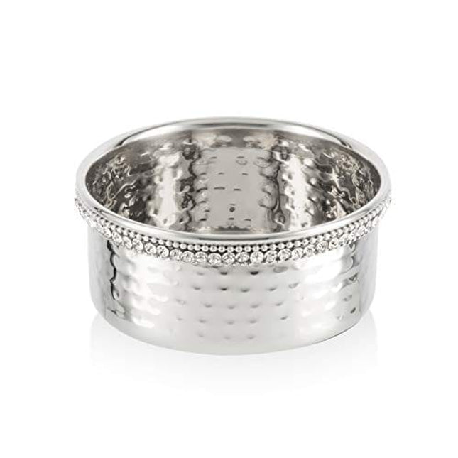 4-inch Hammered Stainless Steel Wine Coaster with Crystal Diamond Edge