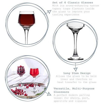 Argon Tableware 6x 80ml (2.8oz) Sherry/Liqueur Glasses - Home Restaurant Shot Spirit Glass - Dishwasher Safe