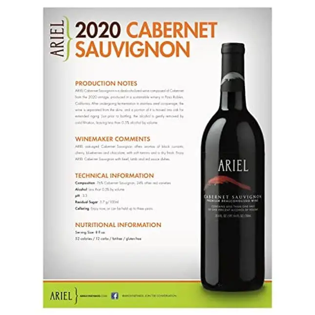 Ariel Dealcoholized Cabernet Sauvignon, 750 ML