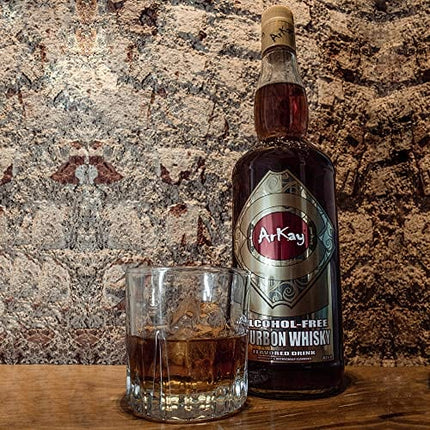 Arkay Non-Alcoholic Bourbon Peated Flavored Drink - 1L Bottle | Make Great Zero Proof Cocktails | 0 Calories 0 Sugar |