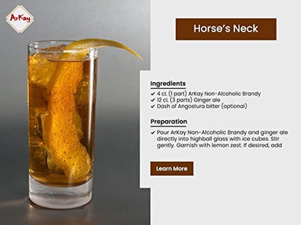 ArKay Non-Alcoholic Brandy | Make Great Zero Proof Cocktails | Brandy Alternative | 0 Calories 0 Sugar