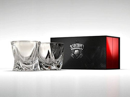 Ashcroft Twist Whiskey Glasses - 10oz - Set or 2 - Rocks Whisky Glasses - Crystal Scotch glasses or Bourbon Whisky Glass - The ideal old fashioned whiskey glass - Whiskey Glasses for men