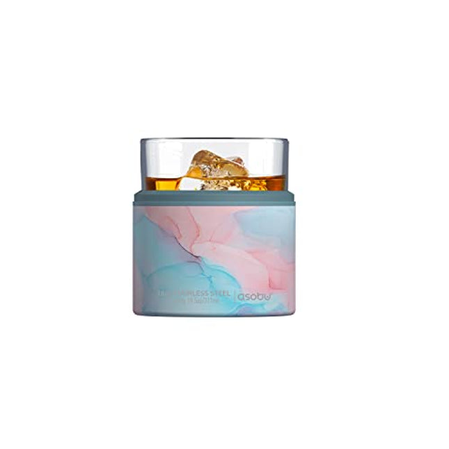 Asobu Insulated Whiskey Glass and Sleeve (Aqua Pink)