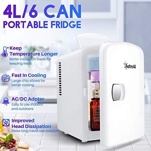  CROWNFUL Mini Fridge, 4 Liter/6 Can Portable Cooler and Warmer  Personal Refrigerator for Skin Care, Cosmetics, Beverage, Food,Great for  Bedroom, Office, Car, Dorm, ETL Listed (Pink): Home & Kitchen