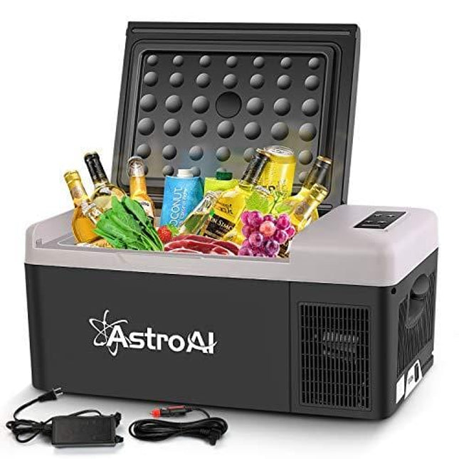 AstroAI Portable Freezer 12 Volt Car Refrigerator 16 Quart(15 Liter) Fridge for Car, RV, Van, Vehicle, Boat, Portable Freezer (-4℉~68℉) for Camping, Travel, Fishing Outdoor — 12/24V DC and 100/240V AC