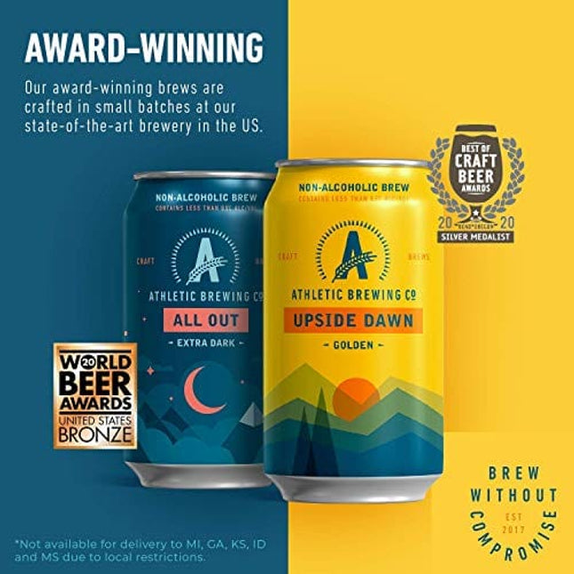 Athletic Brewing Company Craft Non-Alcoholic Beer - 12 Pack x 12 Fl Oz Cans - All Out Extra Dark - Low-Calorie, Award Winning - Delicate Coffee and Bittersweet Chocolate Notes