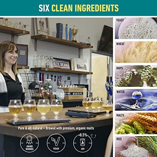 Athletic Brewing Company Craft Non-Alcoholic Beer - Mix 12-Pack - Upside Dawn Golden and Free Wave Hazy IPA - Low-Calorie, Award Winning - All Natural Ingredients For Great Tasting Drink - 12 Fl Oz Cans