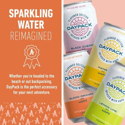 Athletic Brewing Company DayPack Sparkling Hop Water - 12-Pack of Blood Orange Flavored Seltzer - Zero-Calorie, Zero-Carbs - Natural Ingredients For A Great Tasting Drink - 12 Fl Oz Cans