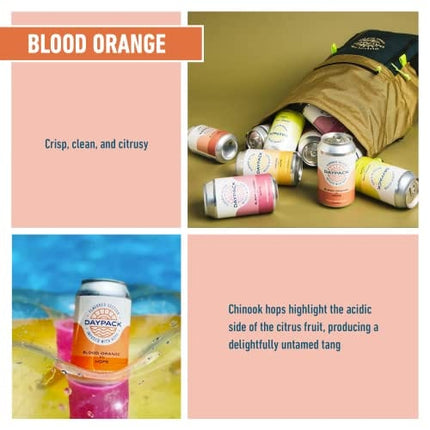 Athletic Brewing Company DayPack Sparkling Hop Water - 12-Pack of Blood Orange Flavored Seltzer - Zero-Calorie, Zero-Carbs - Natural Ingredients For A Great Tasting Drink - 12 Fl Oz Cans