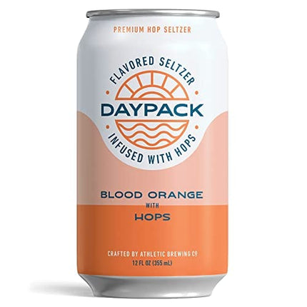 Athletic Brewing Company DayPack Sparkling Hop Water - 12-Pack of Blood Orange Flavored Seltzer - Zero-Calorie, Zero-Carbs - Natural Ingredients For A Great Tasting Drink - 12 Fl Oz Cans