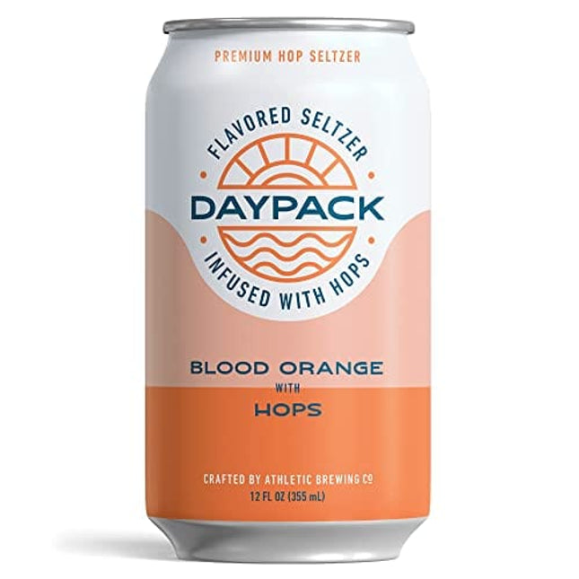 Athletic Brewing Company DayPack Sparkling Hop Water - 12-Pack of Blood Orange Flavored Seltzer - Zero-Calorie, Zero-Carbs - Natural Ingredients For A Great Tasting Drink - 12 Fl Oz Cans