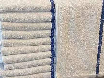AuthenticSeller Blue Stripe Bar Towels, 15 Pack, 32 Oz/Dz, 16x19 Inch, Restaurant Kitchen Towels, Reusable Cleaning Towels, Cotton Bar Mop Terry Towels Commercial Grade(Set of 15, Blue Stripe Towels)