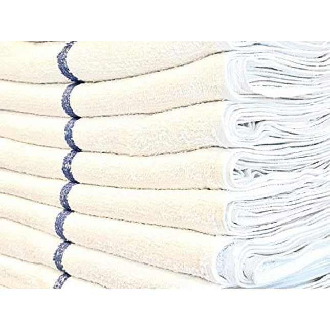 AuthenticSeller Blue Stripe Bar Towels, 15 Pack, 32 Oz/Dz, 16x19 Inch, Restaurant Kitchen Towels, Reusable Cleaning Towels, Cotton Bar Mop Terry Towels Commercial Grade(Set of 15, Blue Stripe Towels)