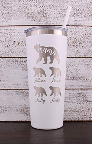Mom Tumbler, Mama Bear and Cubs, Papa Bear, 22 Oz Personalized Tumbler,  Custom Tumbler With Straw, Mother's Day, Father's Day 