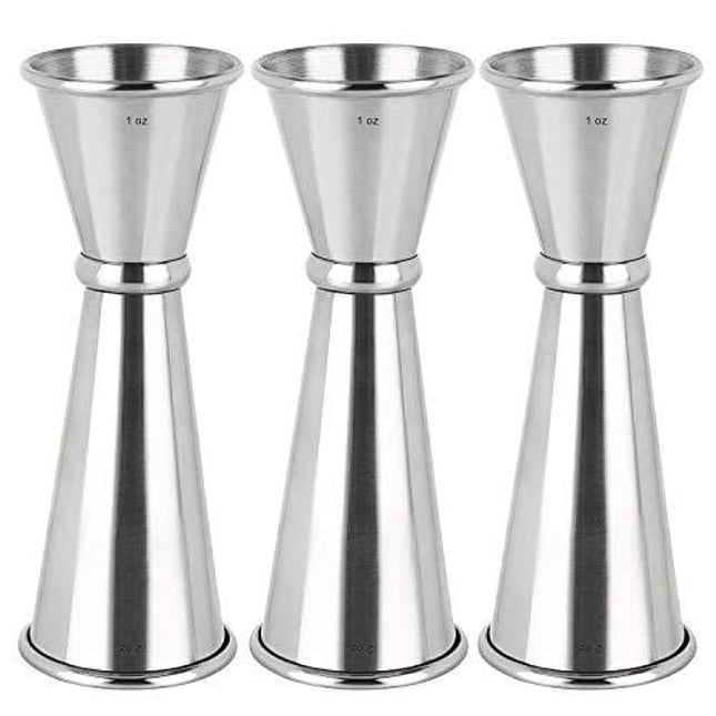 3PCS Double Jigger & Cocktail Jiggers Stainless Steel 1 Ounce X 2 Ounce Alcohol Measuring Tools