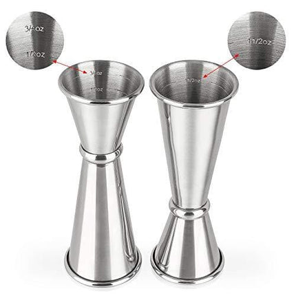 3PCS Double Jigger & Cocktail Jiggers Stainless Steel 1 Ounce X 2 Ounce Alcohol Measuring Tools
