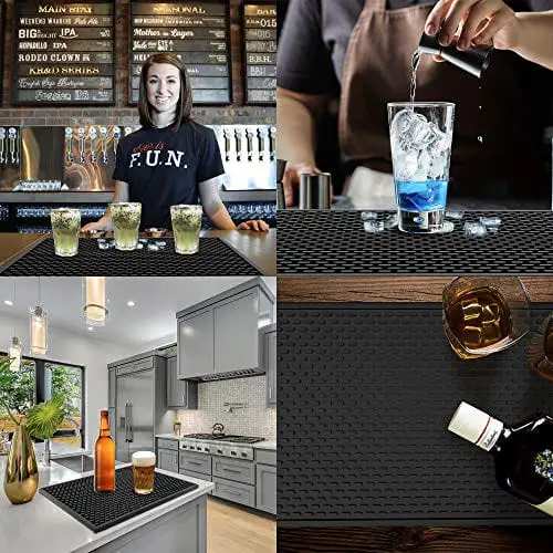 Coffee Bar Mats For Countertop 18 X 12 Inch Thick, Rubber Bar Mat With Two  Coasters, Slip Resistant