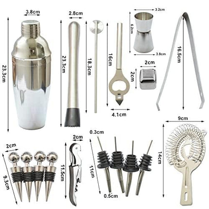 Cocktail Shaker Set with Stand, 24 Pcs 750mL Stainless Steel Cocktail Bartender Kit with Stand,Perfect Home Bartending Kit and Martini Cocktail Shaker Set for an Awesome Drink Mixing Experience