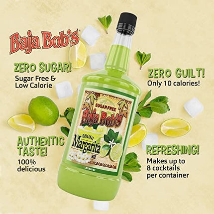 Baja Bob's Sugar Free ORIGINAL MARGARITA Mix, 1.75L - Cocktail Mixer - Keto Friendly - Low Calorie - Low Carb