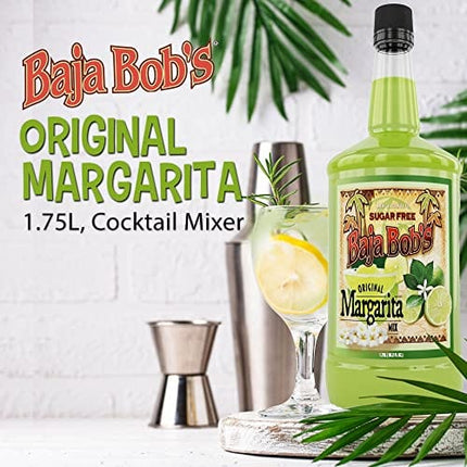 Baja Bob's Sugar Free ORIGINAL MARGARITA Mix, 1.75L - Cocktail Mixer - Keto Friendly - Low Calorie - Low Carb