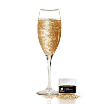 Gold BREW GLITTER Edible Glitter For Wine, Cocktails, Champagne, Drinks & Beverages | 4 Grams | KOSHER Certified | 100% Edible & Food Grade | Kosher Certified | Vegan, Gluten, Nut Free
