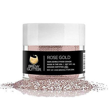 Rose Gold BREW GLITTER Edible Glitter For Wine, Cocktails, Champagne, Drinks & Beverages | 4 Grams | KOSHER Certified | 100% Edible & Food Grade | Kosher Certified | Vegan, Gluten, Nut Free